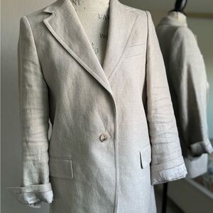 Reiss Cream Blazer Tailored Wool-Blend Jacket